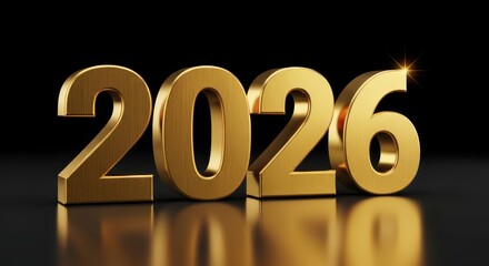 Three dimensional metallic numerals represent the upcoming year two thousand twenty six.