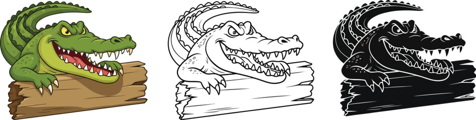 Obraz premium A colorful illustration of a crocodile in different styles and colors