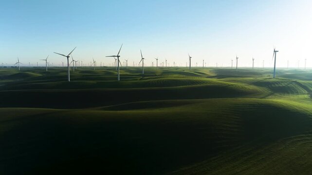Wind Turbines Farm Sunrise