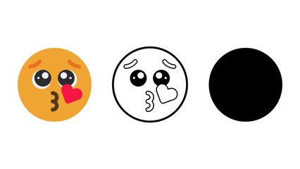 Fototapeta premium A set of three emoticon faces with different expressions on a white background