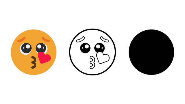 A set of three emoticon faces with different expressions on a white background