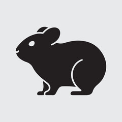 Fototapeta premium Simple black rabbit silhouette illustration design element