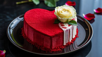Heart shaped red velvet cake dessert
