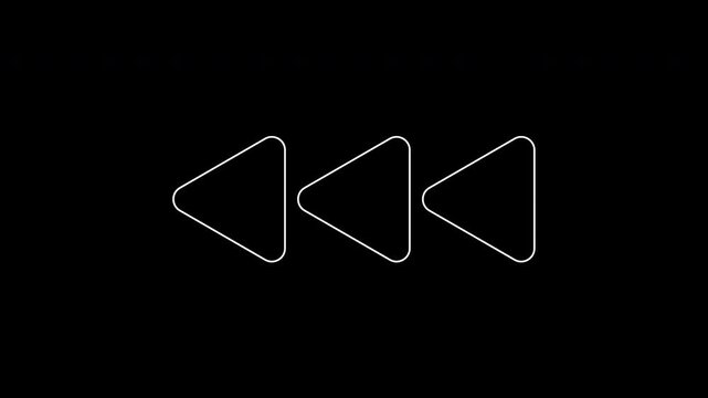 Rewind sign with three triangle arrows. Suitable for media control concepts in design projects. Arrow icon for retro themes.