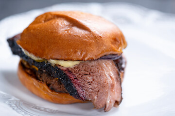 american barbequed beef brisket hamburger