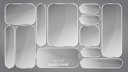 Assorted blank glass frames with silver outline and polished rounded edges