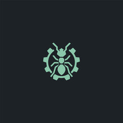 Ant gear logo in precise and strong geometric design.