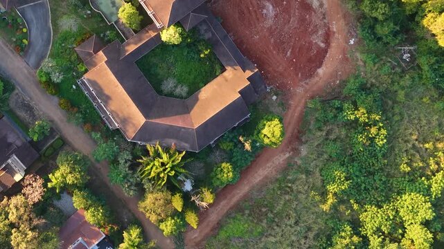 Aerial View of Abandoned Resort Buildings in Khao Yai Jungle