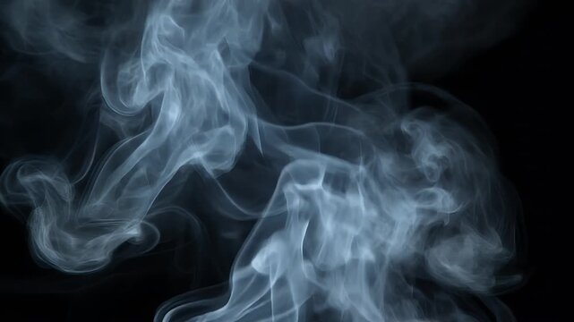 Wispy, swirling smoke against a black backdrop