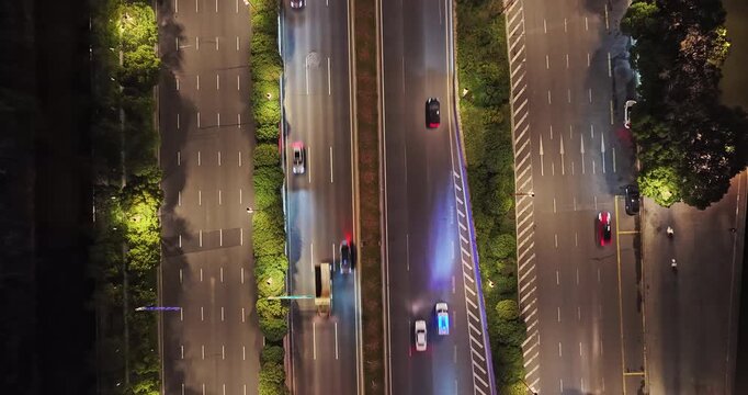 Aerial view of modern overpass in city