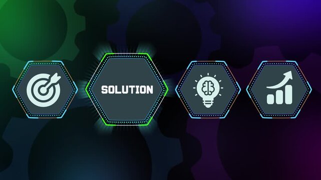 Business problem solving and effective solution concept with digital lightbulb icon and abstract blue technology background for corporate.