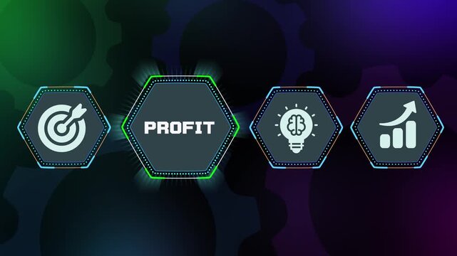 Financial profit and business success concept with digital intelligence icon and abstract blue technology background for investment.