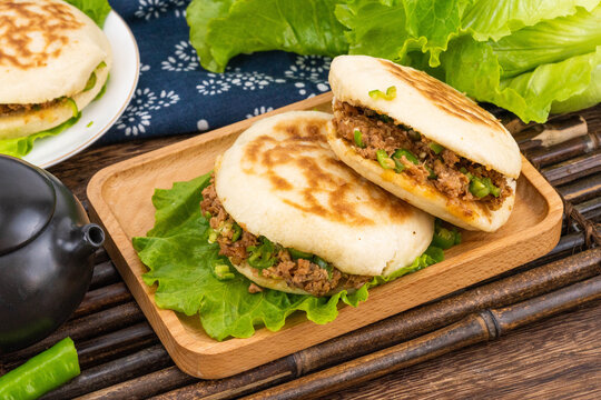 Chinese Roujiamo Pork Sandwich Street Food Snack