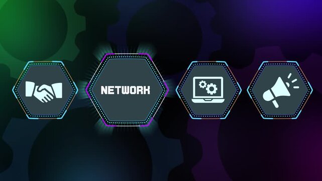 Global network communication and social connection concept with digital technology icons and abstract blue business background.