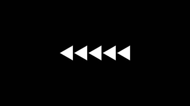 Rewind sign arrow symbols on a black background suitable for multimedia projects, music platforms, video editing software, and digital technology.