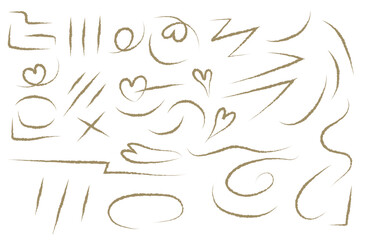 手描き線画イラスト素材・落書きセット