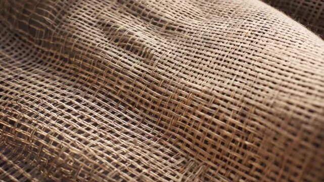 A video showcasing a close-up view of a burlap texture in a natural setting