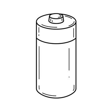 Line art image of a cylindrical power cell