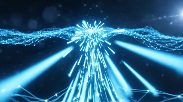 Abstract Blue Futuristic Big Data Network Structure Flowing