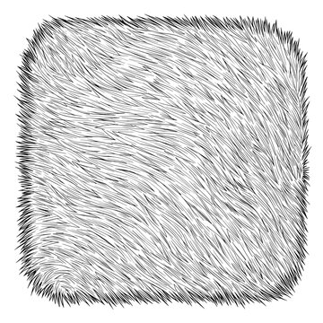 Dense black, furry, detailed texture on a white backdrop fills this whole illustration