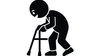 An elderly person using a walker for mobility assistance and support