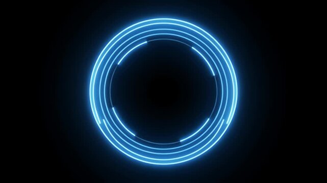 Glowing blue concentric circles against black