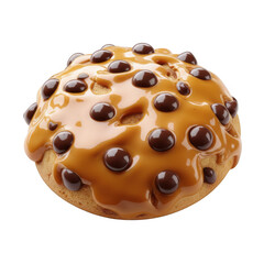 Delicious caramel chocolate cookie isolated on transparent background