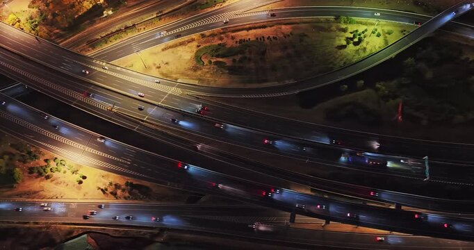 Aerial view of modern overpass in city