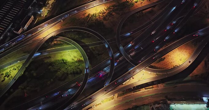 Aerial view of modern overpass in city