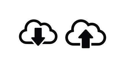 Cloud storage icons for uploading and downloading data