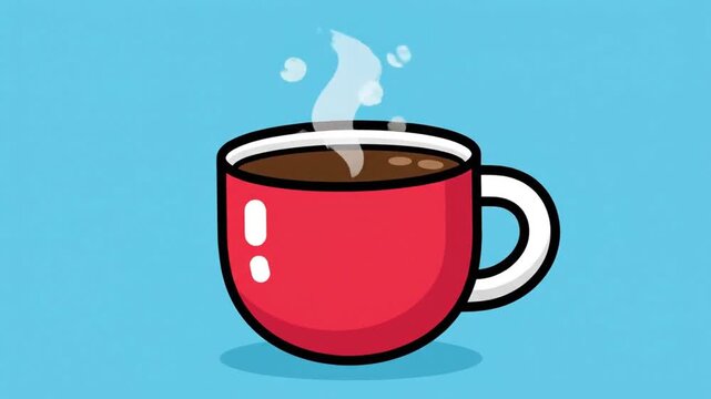 Red Coffee Cup Animation with Whipped Cream.