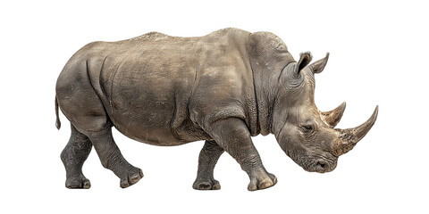 Fototapeta premium White Rhinoceros Walking isolated on a transparent background