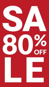 Huge Clearance Sale Animation Presenting 80 Percent Discount for Limited Time Retail Promotion