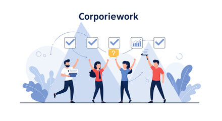 Teamwork and collaboration in the corporate environment for success and goals.