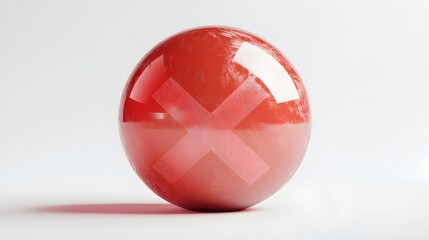 Red sphere with white cross mark symbol ball