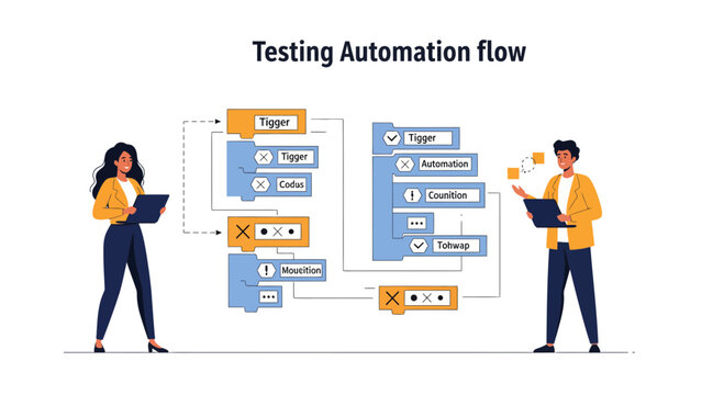 Testing Automation Flow Depicts Software Testers and Automated Processes.