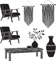 Black and white of furniture and home decor chair table