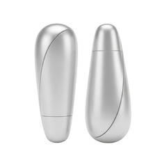 3d rendered image of two silver cosmetic bottle mockup Set � sleek kincare packaging, isolated on transparent background