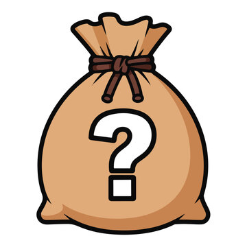 A brown bag with a question mark