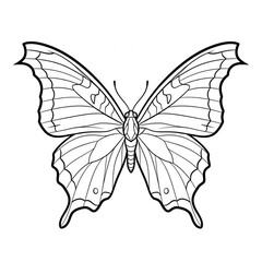 Orange Oakleaf butterfly bold outline on white background © digital mine