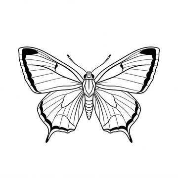 Silver-spotted Skipper butterfly,bold outlines png on white background