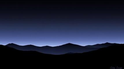 Silhouette of mountain ranges at twilight.