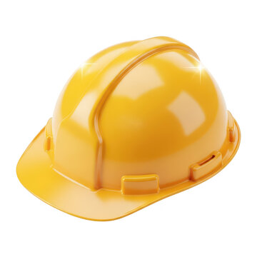 3d rendered image of a yellow hard hat or safety helmet isolated on transparent background