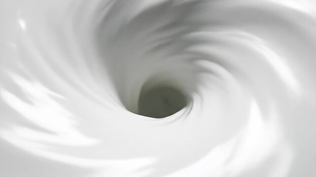 Close Up View of White Cream Swirling into a Vortex with Smooth Glossy Texture and Soft Lighting