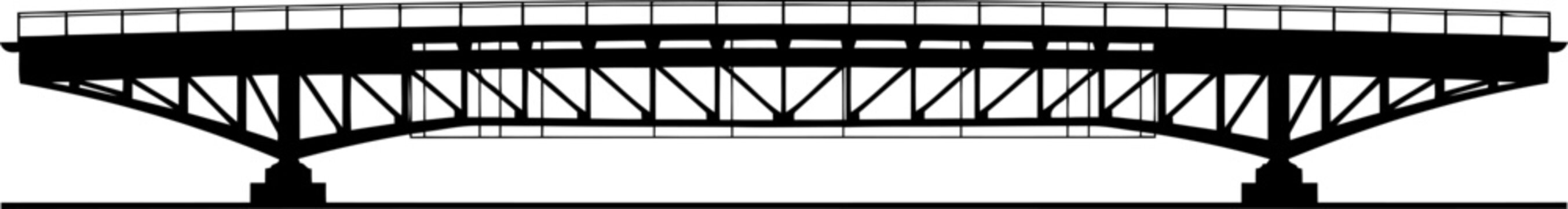 Modern steel girder bridge side profile silhouette