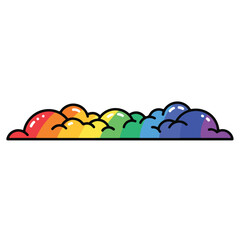 A cartoon rainbow-colored cloud