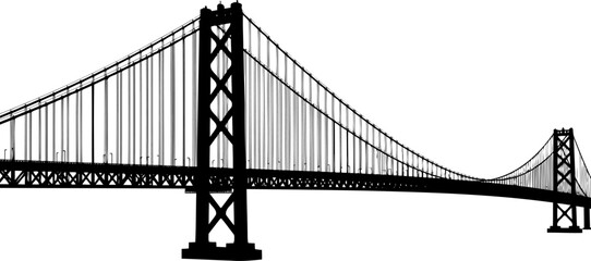 Fototapeta premium Iconic suspension bridge silhouette with tall towers and cable supports