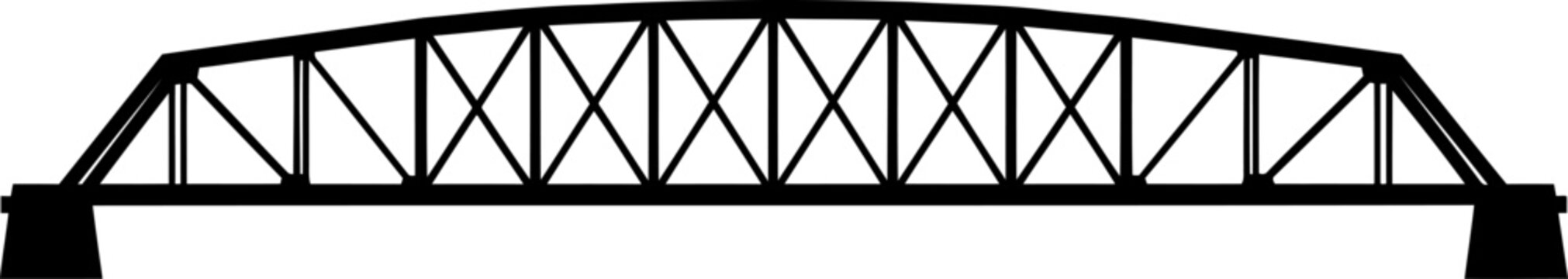 Classic steel truss bridge side view silhouette