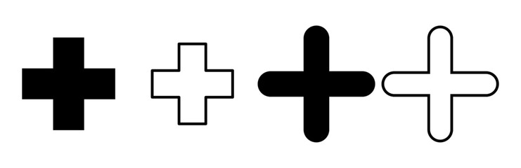 Fototapeta premium Plus Icon set. Add plus icon