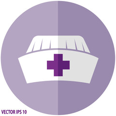 Obraz premium Nurse Cap Icon with Purple Cross on Lavender Background - Healthcare Symbol